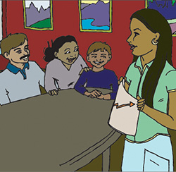 Teacher in a conference with parents