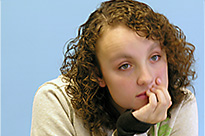 Erin staring into space