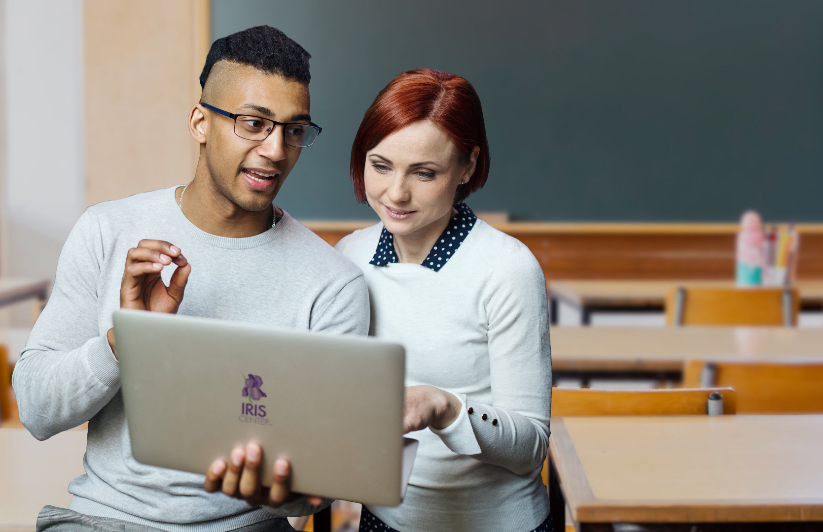 adults reviewing assessment data