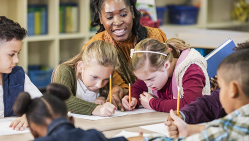 A group of students working together on a project.