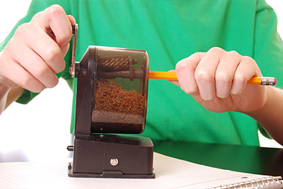 liam sharpens his pencil