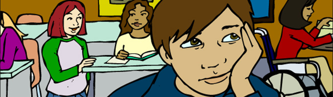 students daydreaming and relaxing in class