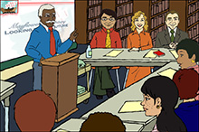 Mr. Irwin at the podium