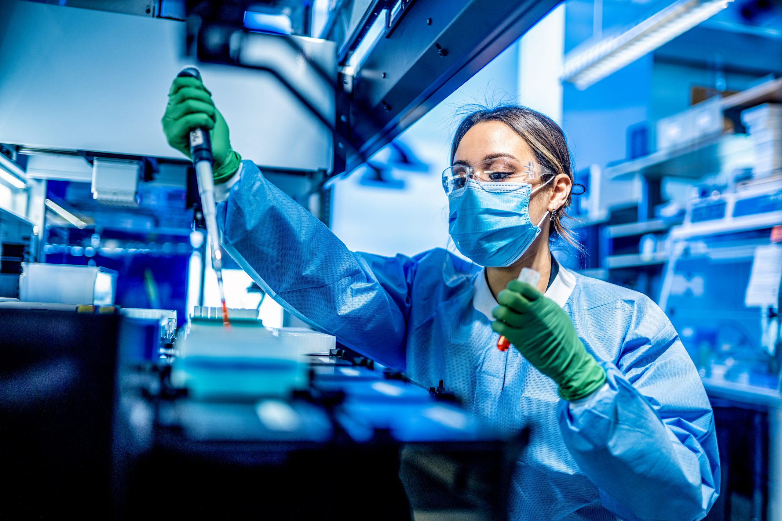 Image of scientist with test tube