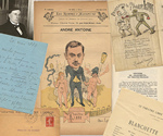 Andr&eacute; Antoine:  periodical cover, letter, photo, programs, journal excerpt, and envelope