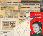 Ibsen's Hedda Gabler, adapted by Sigaux:  press clippings, periodical cover, handwritten note & envelope, and a typed playscript