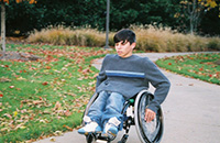 boy in a wheelchair