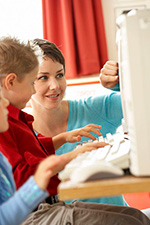 Teacher with student