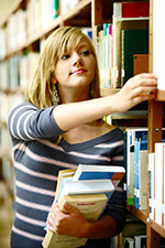 Student in the library