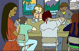 Students working at a table