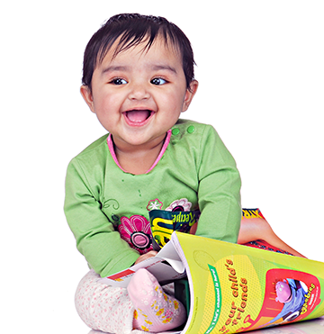 toddler with a child's book