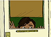 boy peeping in window