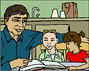 Teacher and students