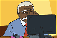 Principal using a computer