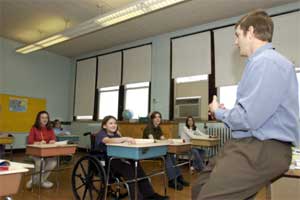 Teacher with two students