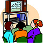 Students watching a TV