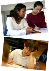 Two images of students