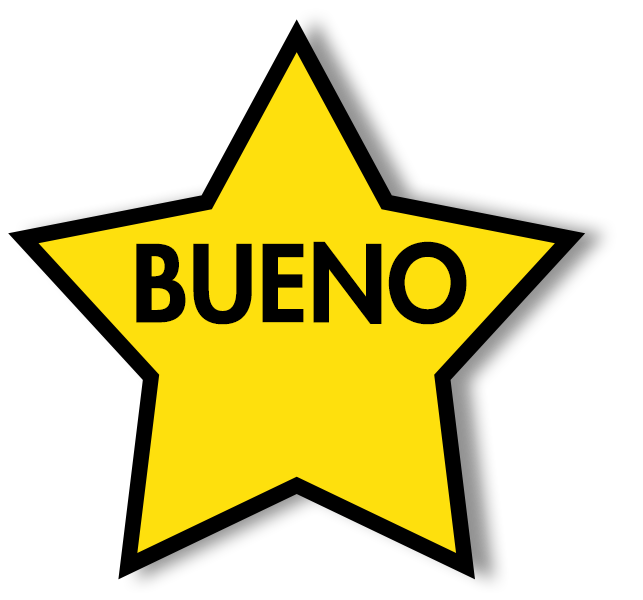 Estrella con la palabra “Bueno” escrita en el centro
