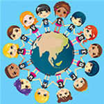 circle of diverse children