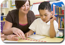 A student uses a number line