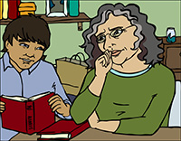 Teacher with student