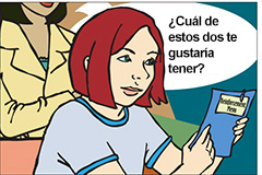 Alexandria's looking at a list, the teacher says, "Whch of these do you think you'd like?