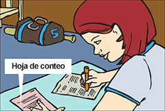 Alexandria filling out her tally sheet