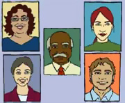 five teacher headshots