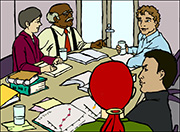 Adults Meeting around table