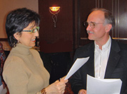 Mr. Hunter talks to his principal. 