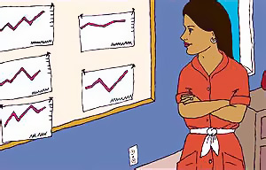 Teacher looking at student graphs on a board