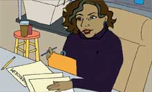 teacher working at desk