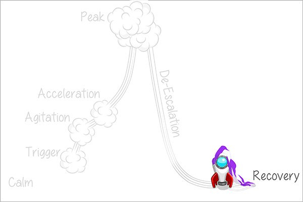 Acting-Out Cycle: Calm, Trigger, Agitation, Acceleration, Peak, De-Escalation, and Recovery Phases.