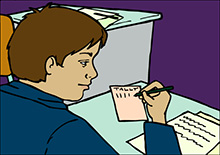 Boy working on his tally sheet