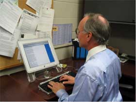 Mister Hunter at his computer