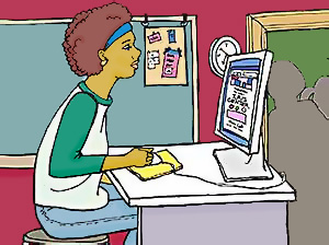 Student at a computer