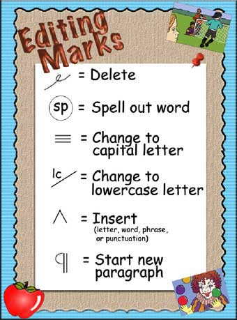 Graphic displaying Editing Marks.