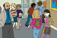 Principal in the hallway