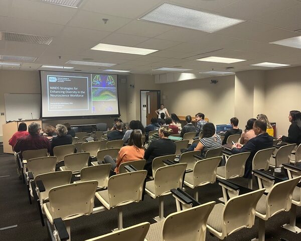 Image of attendees at the Vanderbilt School of Medicine Basic Sciences’ pharmacology department and the Vanderbilt Center for Addiction Research special event focused on the importance of funding for diverse trainees and faculty in academic settings who are committed to studying the brain.