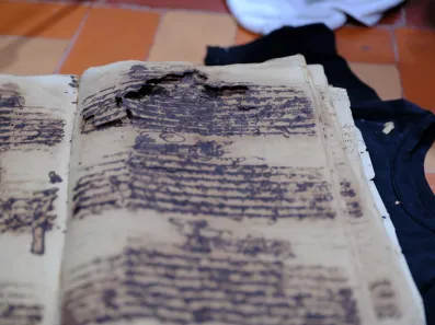 Photo of documents recovered from Mompox, Colombia, taken by a former student of Jane Landers (David Clark LaFevor, MA'06, PhD'11)
