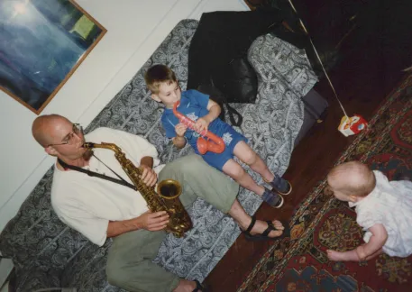Jeff Coffin with his sister Lori’s children, Connor and Morgan, 1996. “Lori’s whole family is musical. She's a great mom and one of my heroes in life in many ways,” Coffin said. (Submitted photo)