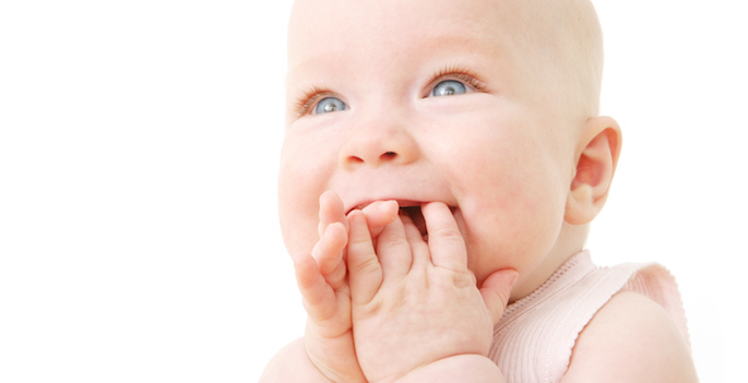 baby with light blue eyes