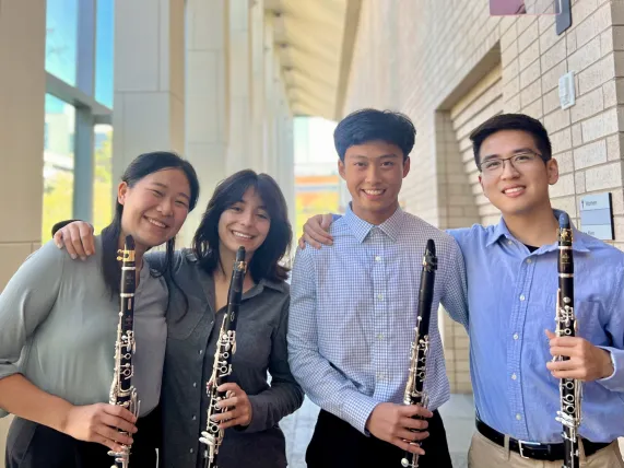 The self-described Blairinets (Blair clarinets from the Class of 2025), left to right, Hina Tamaki, Maya Mueller, Aaron Wong and Cheng Ding (Submitted photo)