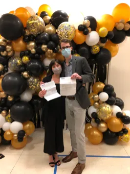 Hufnagel and her fiancé, Michael Raddatz, on Match Day. Both are going to be starting residency at UCLA.