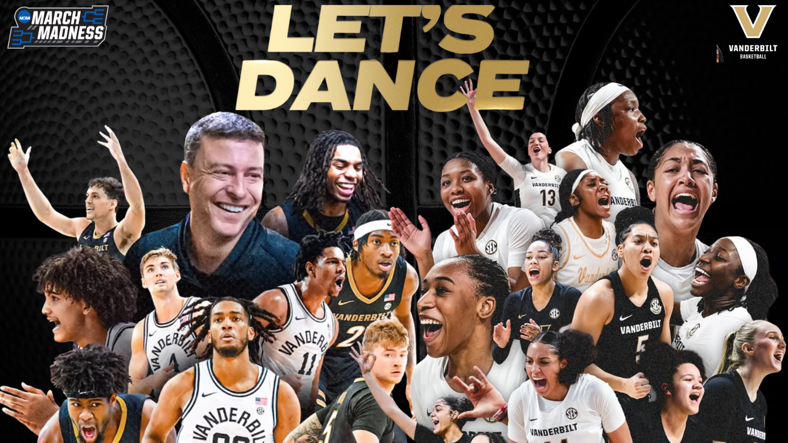 Photo collage of VU basketball players