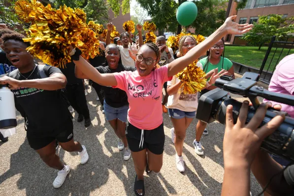 The Bishop Joseph Johnson Black Cultural Center joined the Welcome Week celebrations with a Family Welcome and Harambee March Saturday, Aug. 19, 2023. (Joe Howell/Vanderbilt)