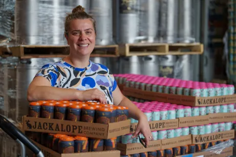 Bailey Spaulding, JD'09, is founder and partner of Jackalope Brewing Company. (Harrison McClary/Vanderbilt)
