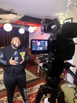 Cam Robinson recording an original song to perform for Michelle Obama (Submitted photo)