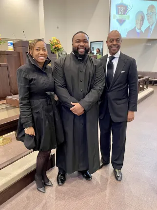 Ordination as an itinerant deacon at Lee Chapel AME Church in North Nashville with first lady Leah Love and Pastor Harold Love Jr. (Submitted photo)