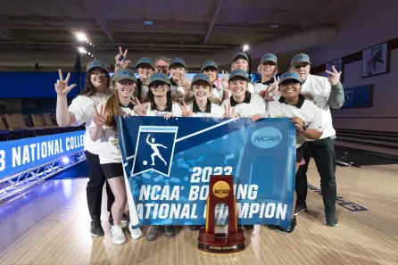 The Vanderbilt bowling team is the 2023 NCAA champions. (Lucas Peltier/Vanderbilt)